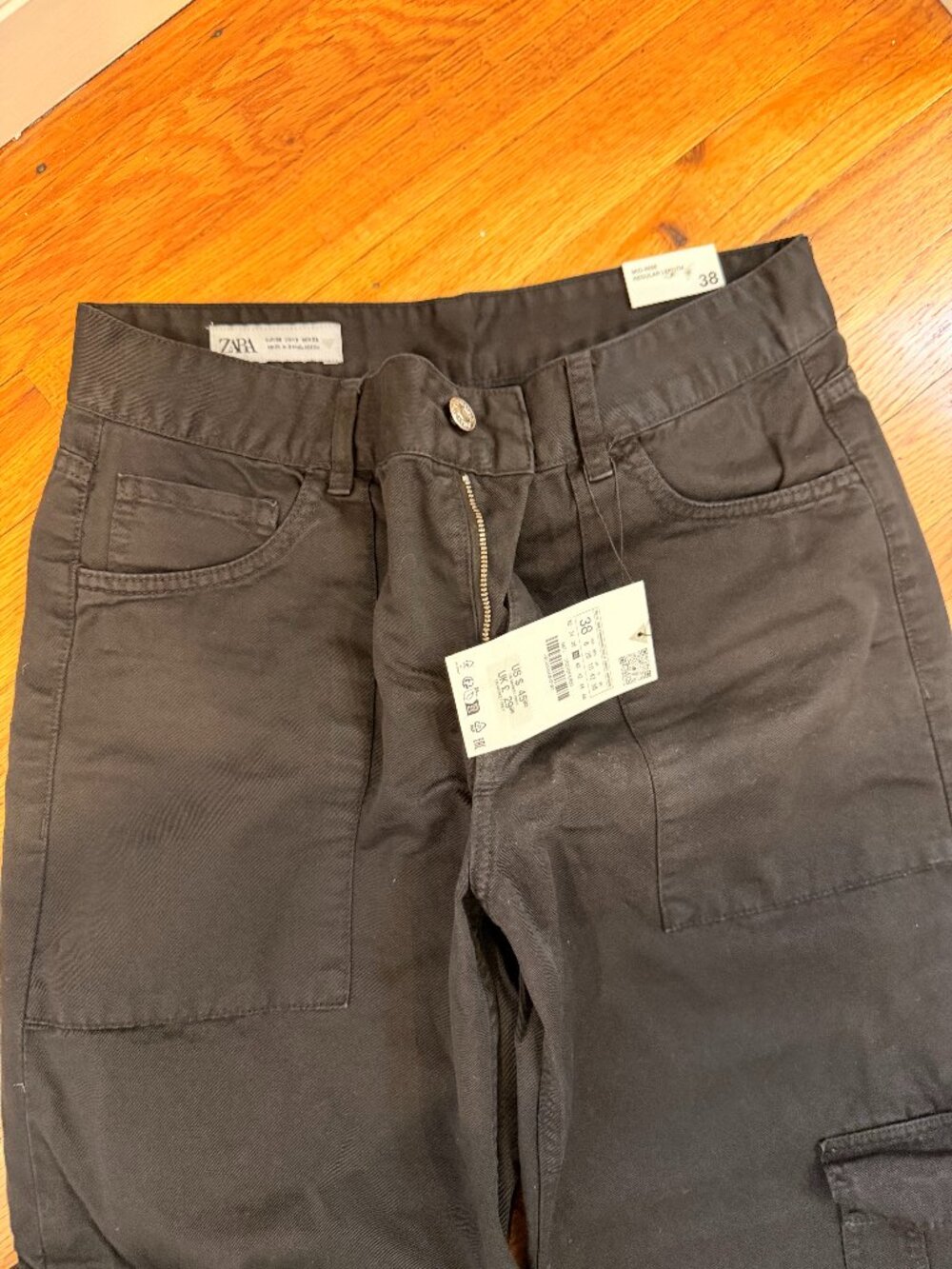 Black Zara Wide Leg Cargo Pants